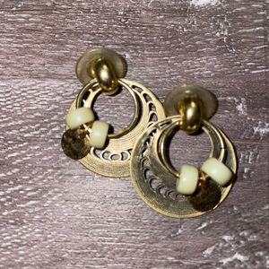 Vintage green and gold earrings